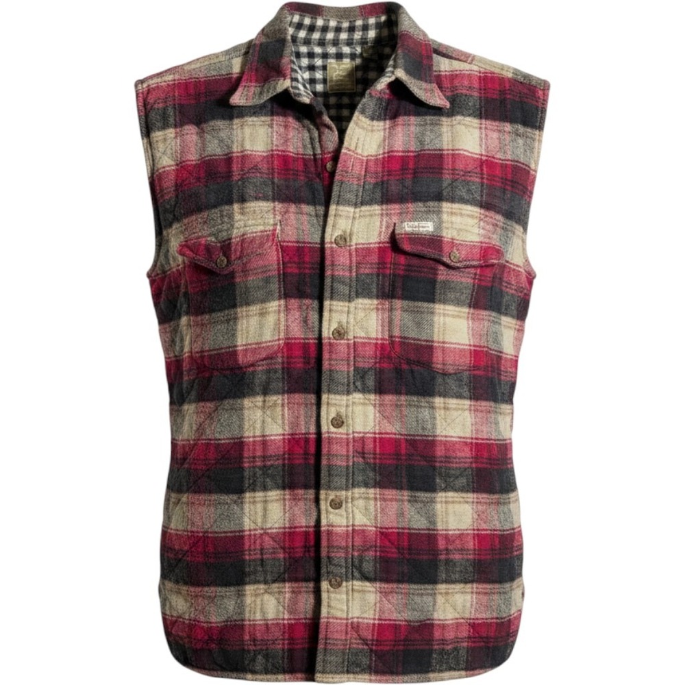 Pepe Jeans London Men's Red/Brown Plaid Vest Size L 100% Cotton